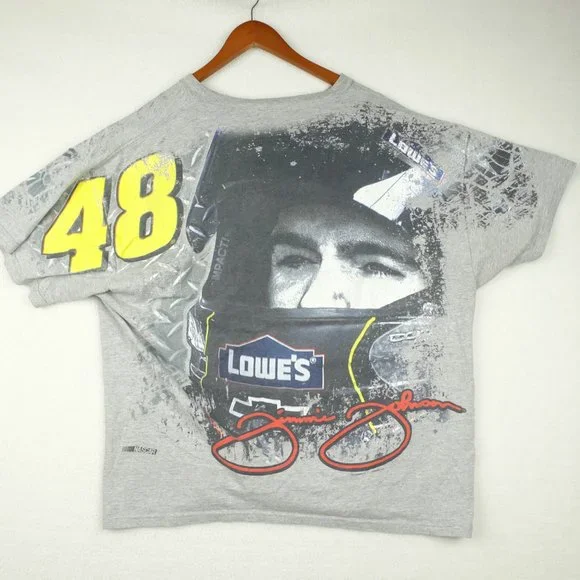 Nascar Jimmie Johnson 48 Lowes T Shirt Mens Extra Large Gray All Over Print - Picture 4 of 8